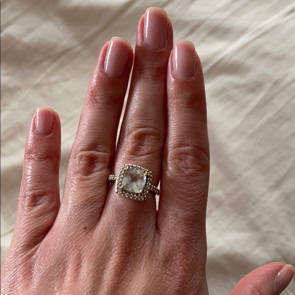 Aquamarine diamond ring 14k gold size 6